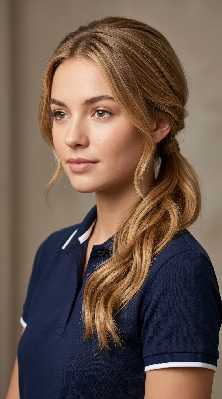 Side-Swept Low Ponytail