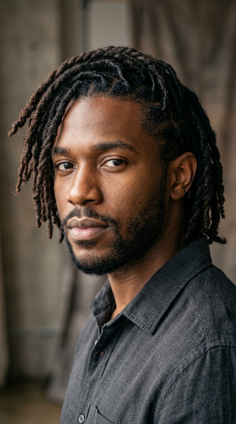 Side-Swept Medium Dreads