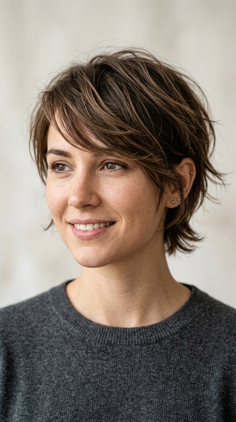 Side-Swept Messy Fringe