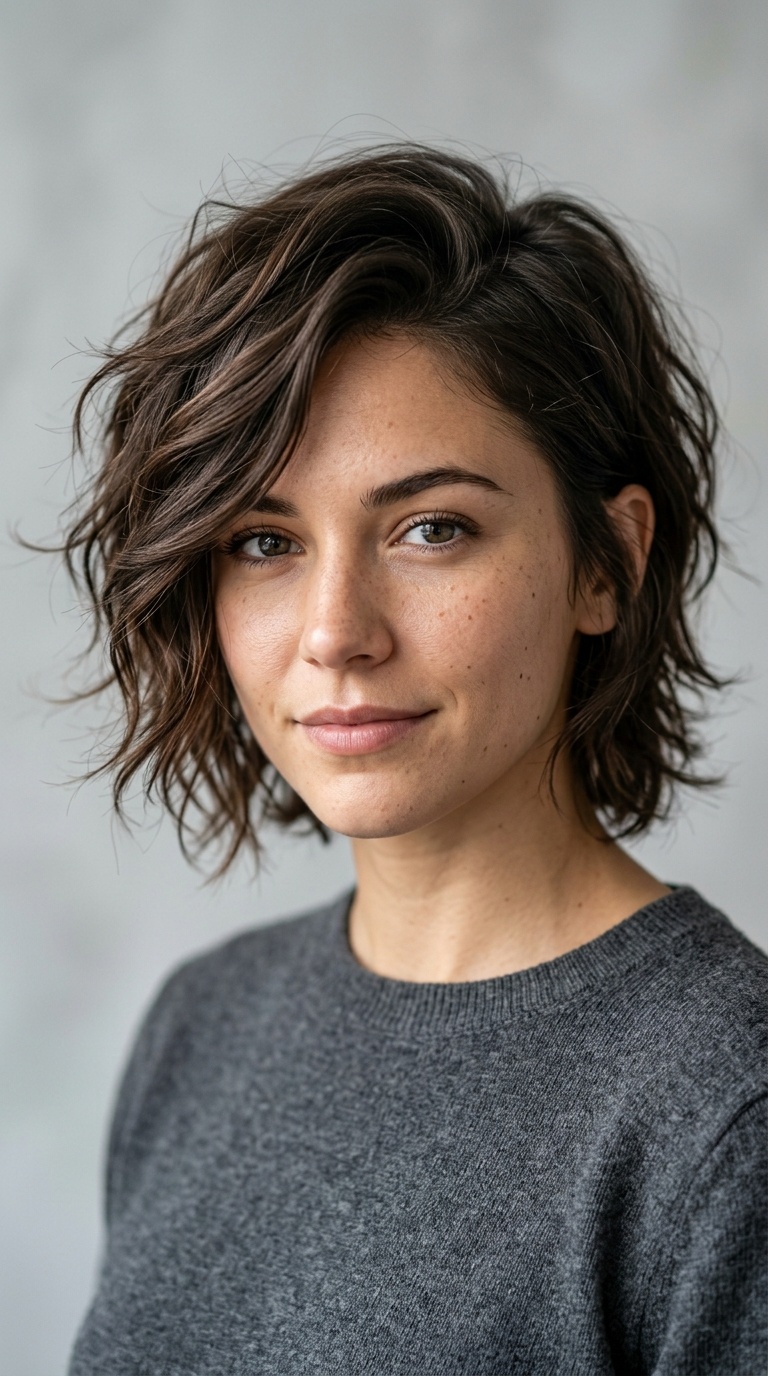 Side-Swept Messy Mullet