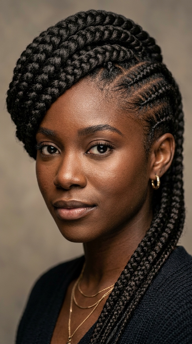 Side-Swept Mohawk Braids