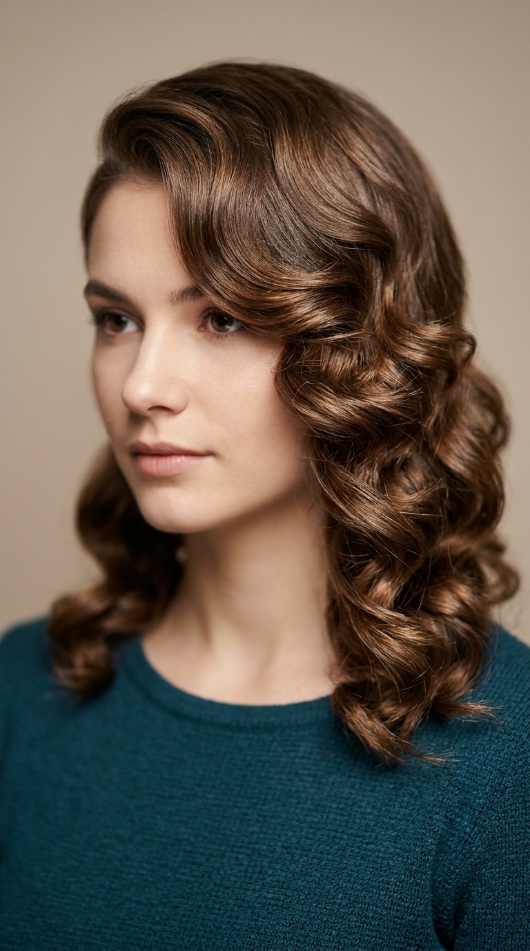 Side-Swept Pin Curls