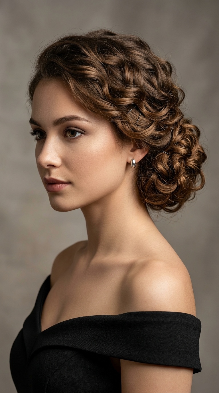 Side-Swept Pinned Chignon