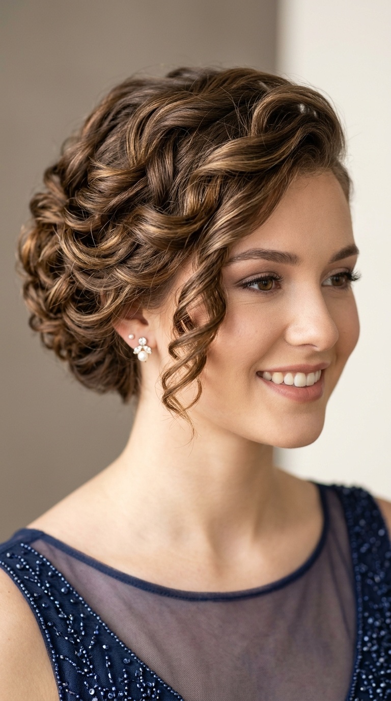 Side-Swept Pinned Curls