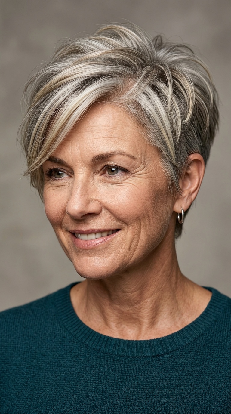 Side-Swept Pixie with Disconnected Top