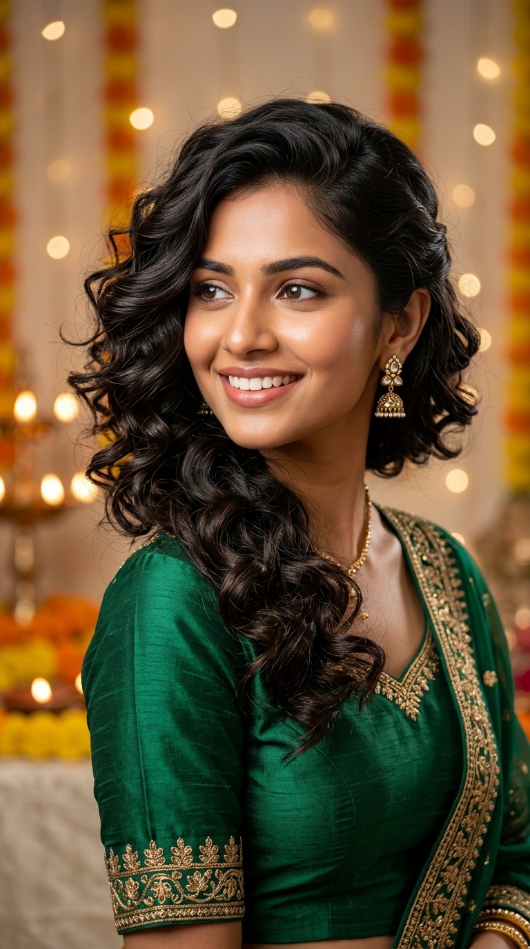 Side-Swept Romantic Curls