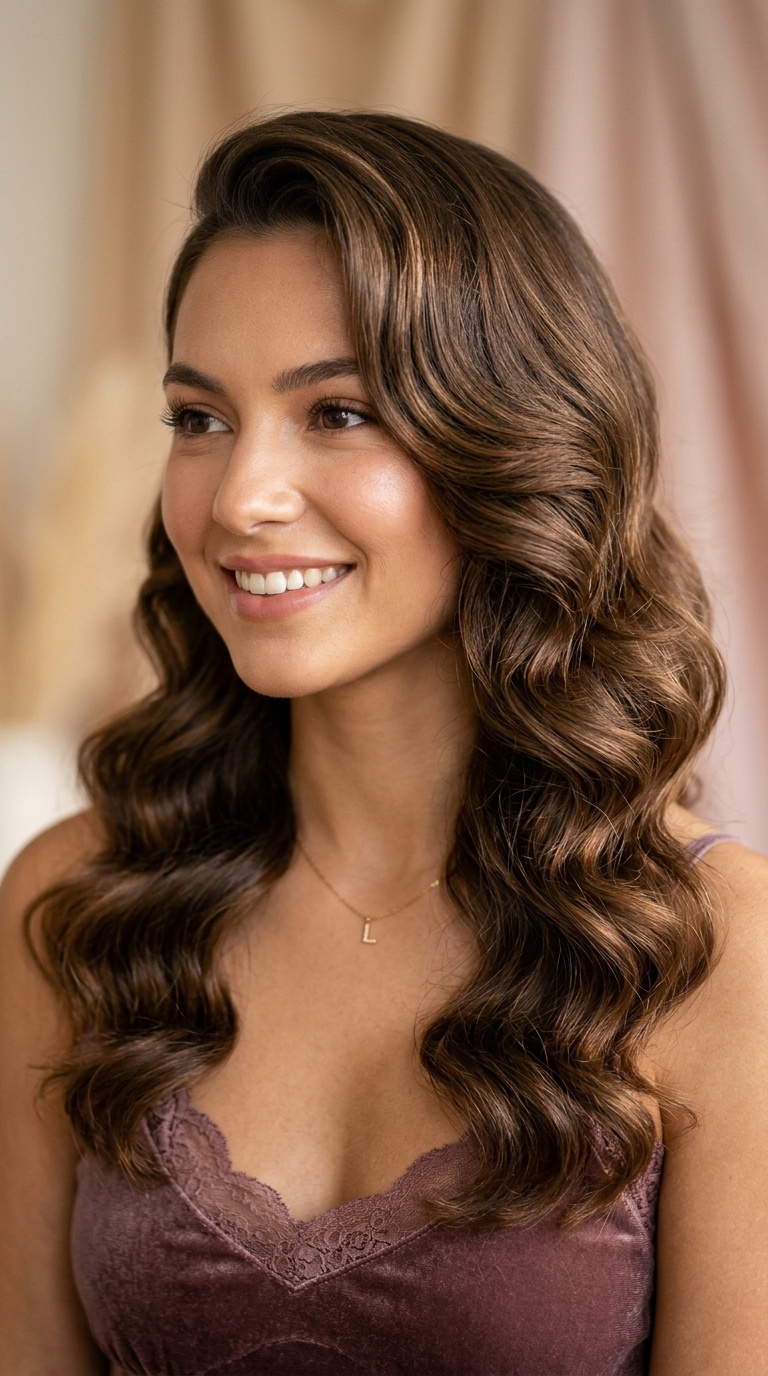 Side-Swept Romantic Curls