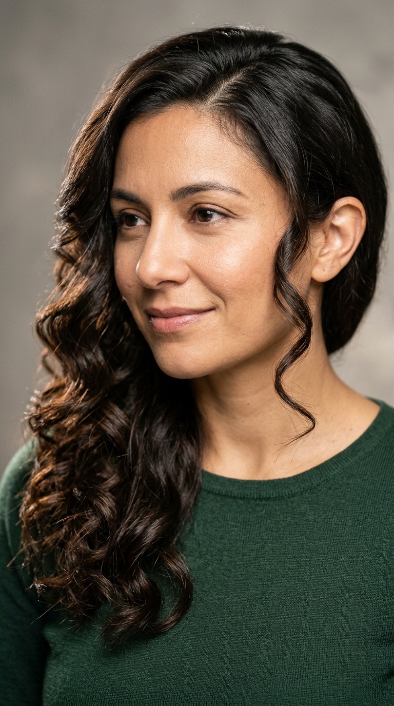 Side-Swept Romantic Curls