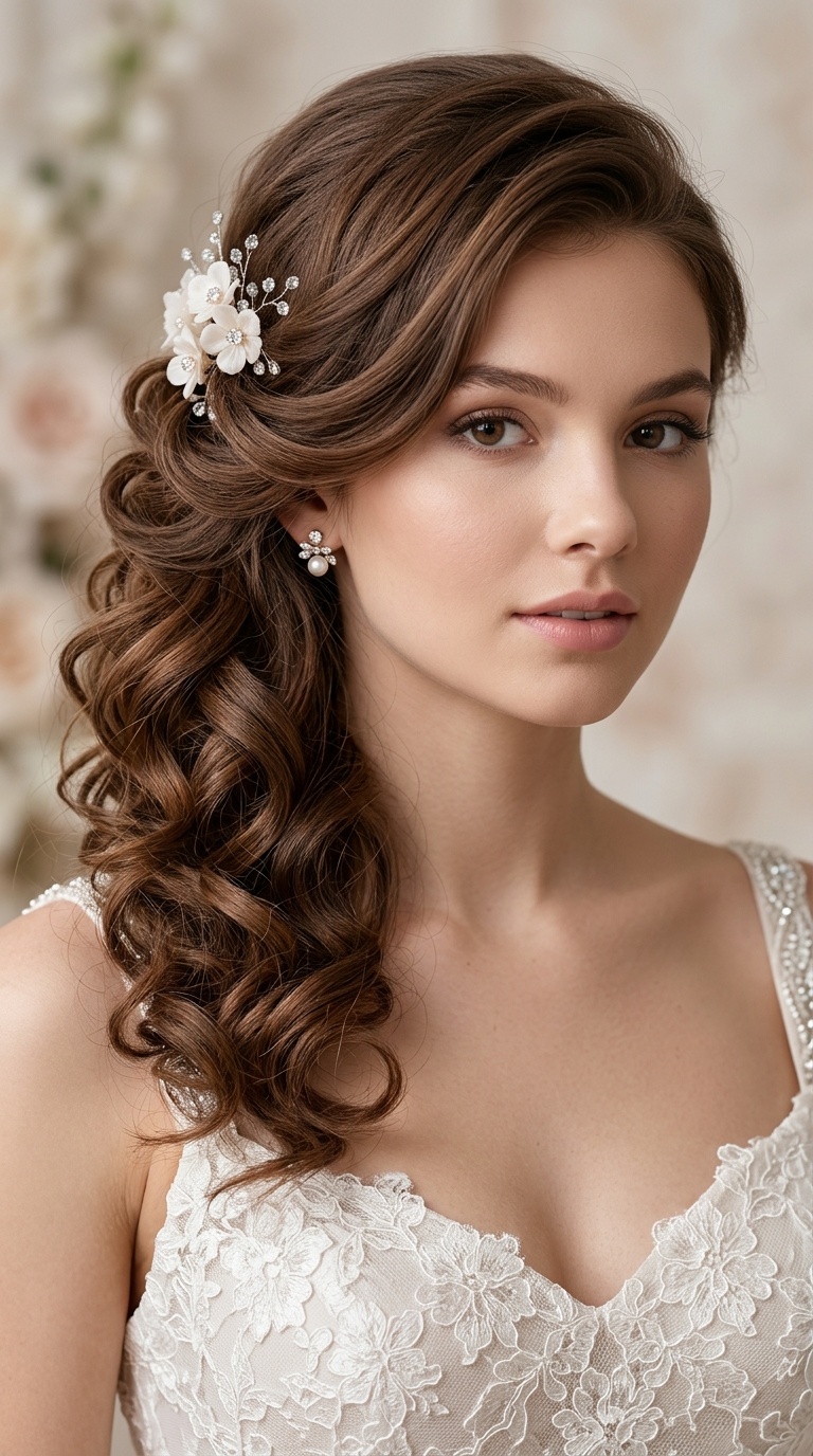 Side-Swept Romantic Curls