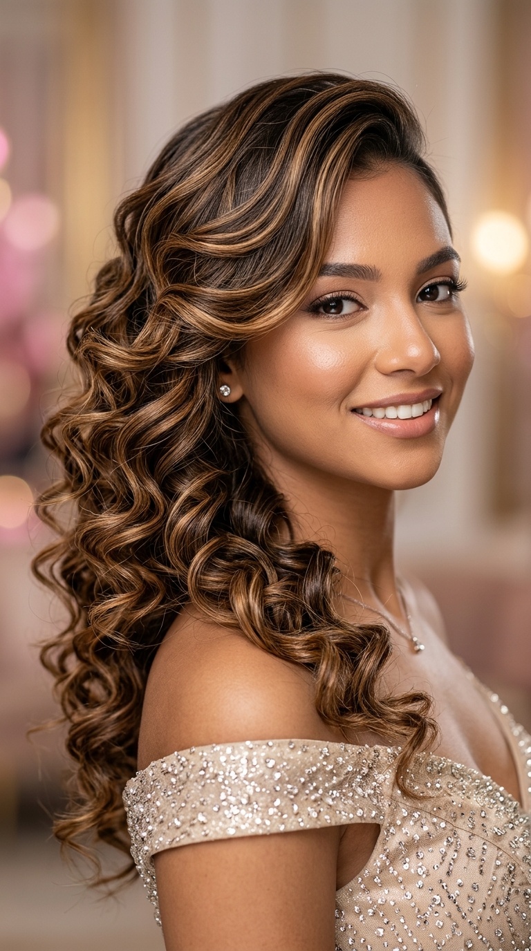 Side-Swept Romantic Curls