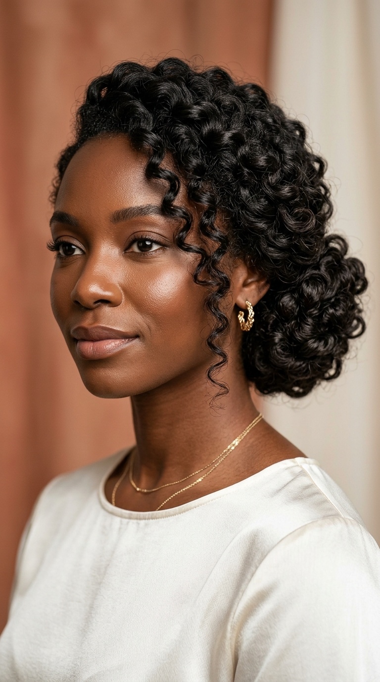 Side-Swept Romantic Curly Bun