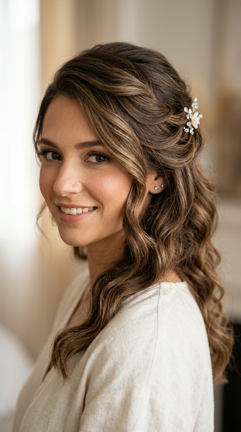 Side-Swept Romantic Half-Up