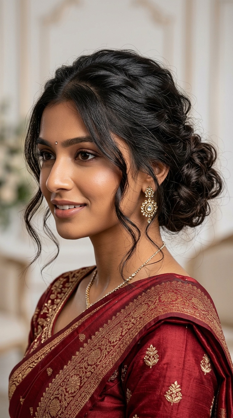 Side-Swept Romantic Messy Bun