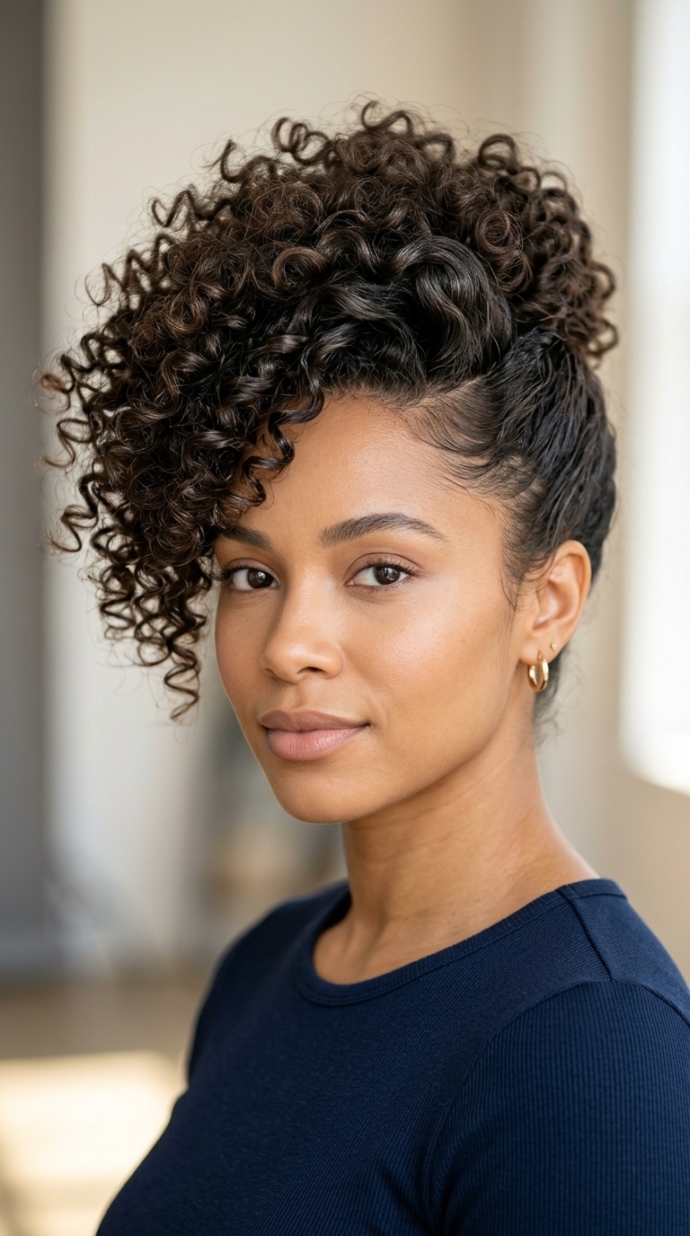 Side-Swept Sky-Rise Curls