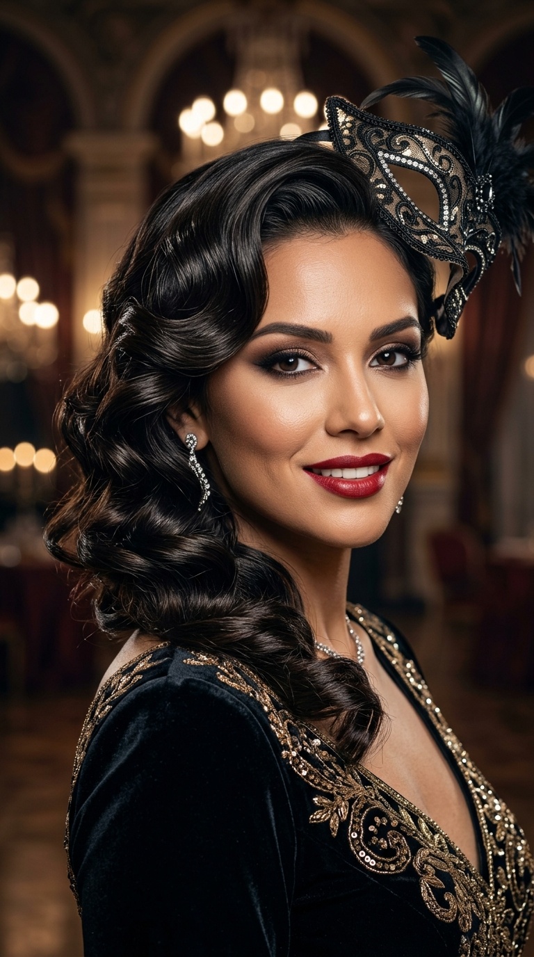Side-Swept Vintage Curls