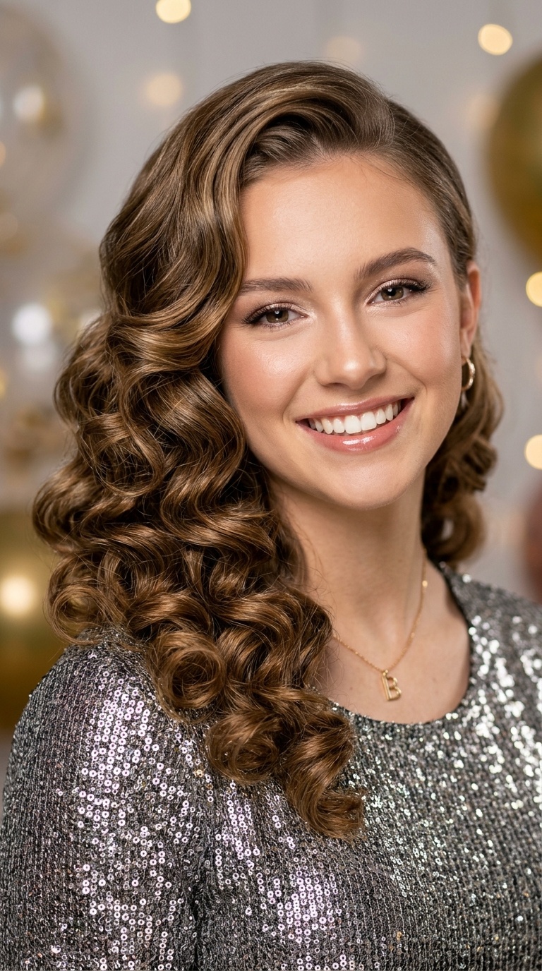 Side-Swept Vintage Curls