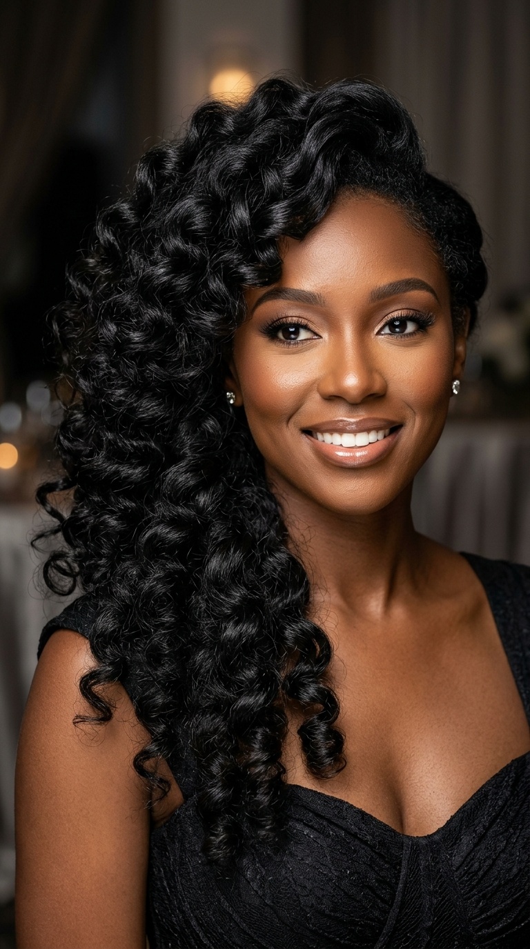 Side-Swept Voluminous Curls