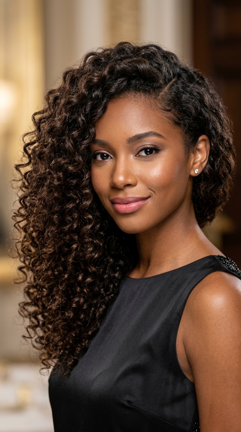 Side-Swept Voluminous Curls