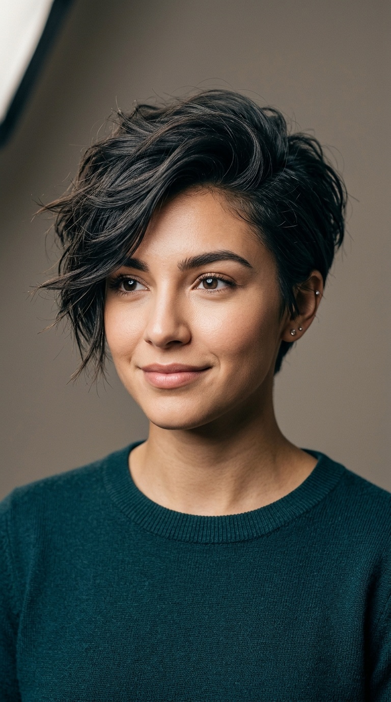 Side-Swept Voluminous Pixie
