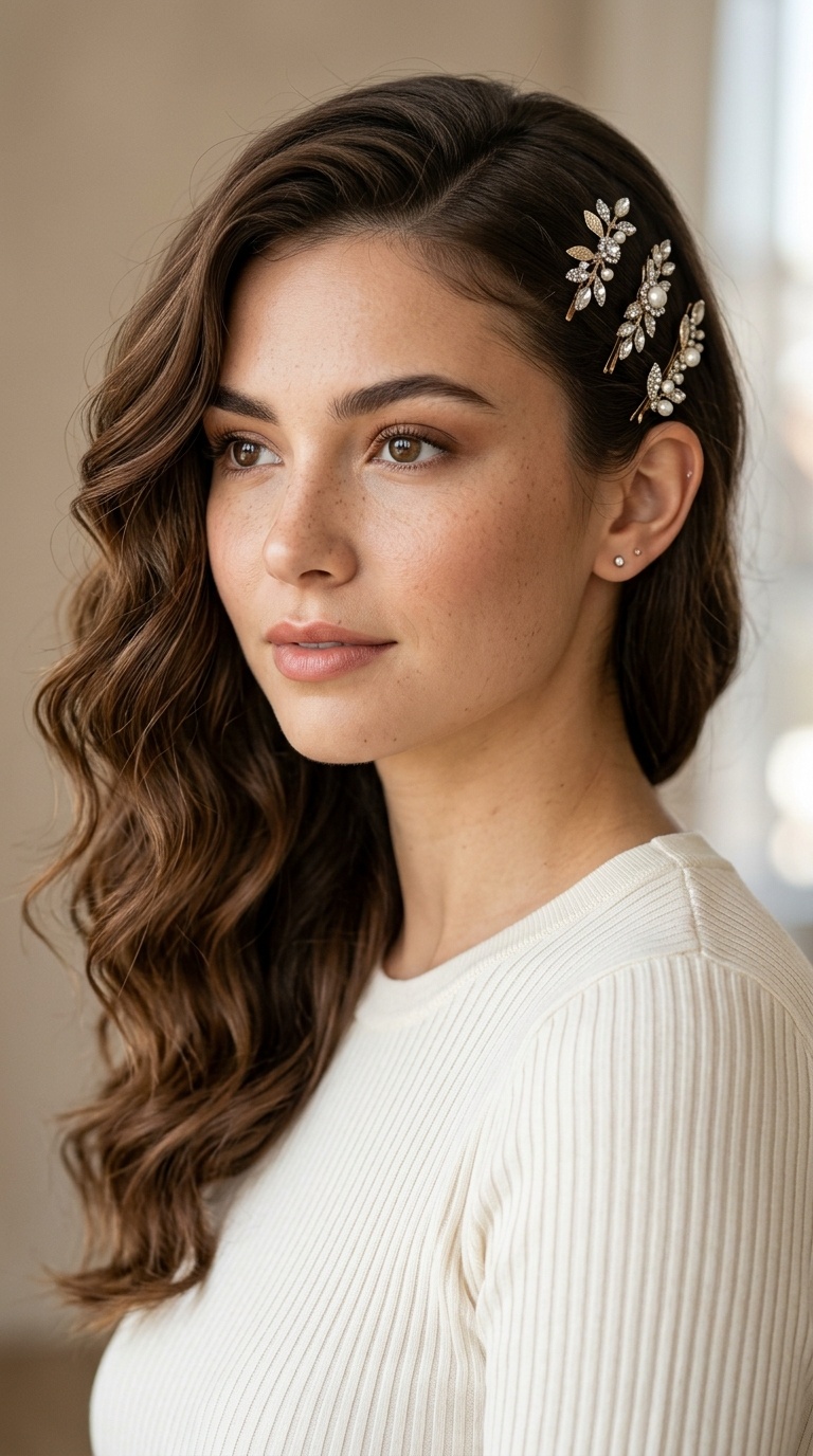 Side-Swept Waves with Decorative Pins