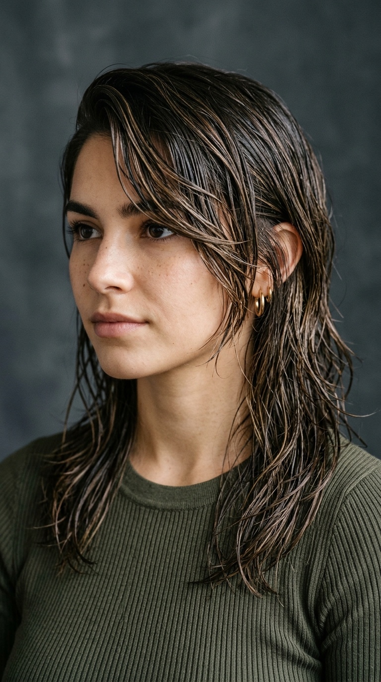 Side-Swept Wet Shag