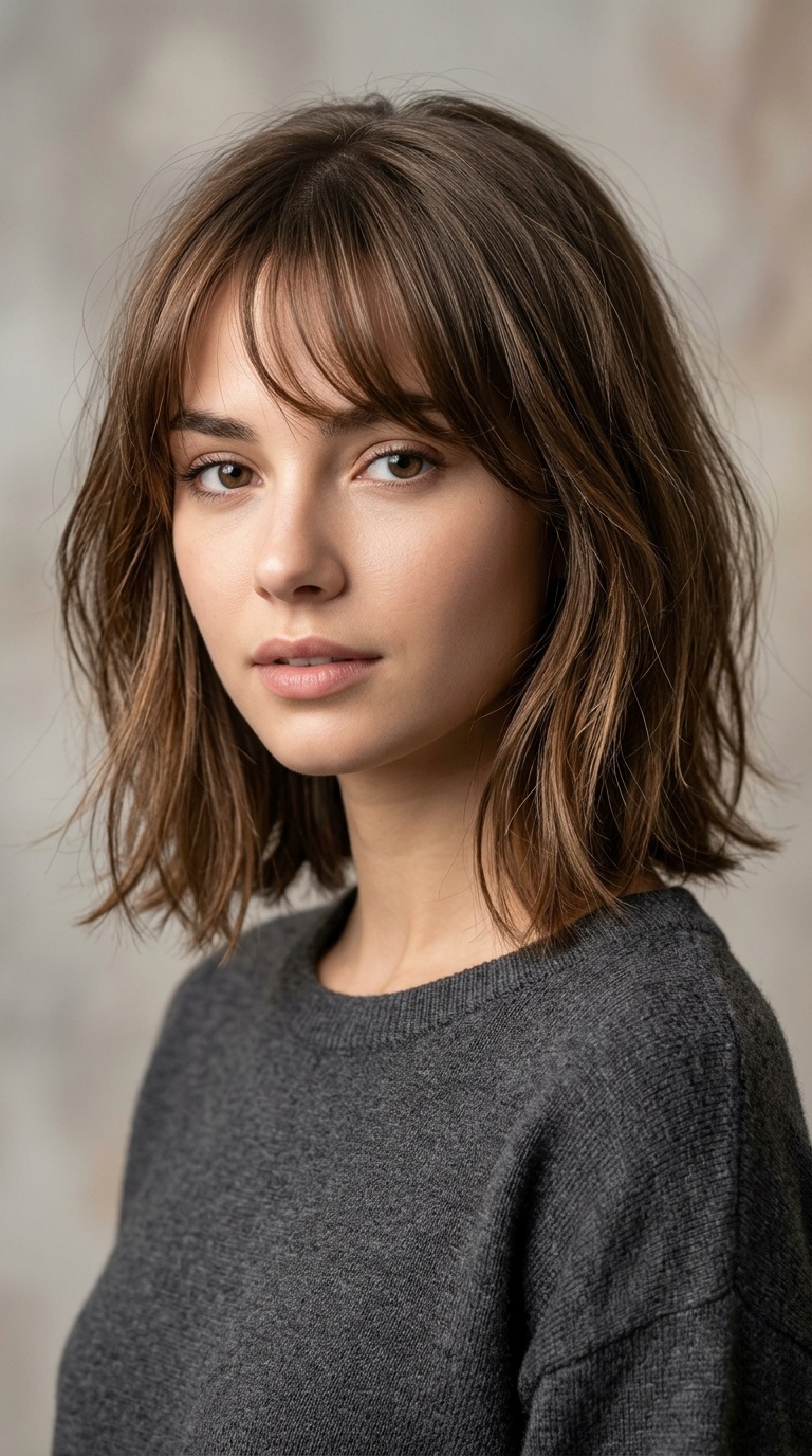 Side-Swept Wispy Bangs with Bob