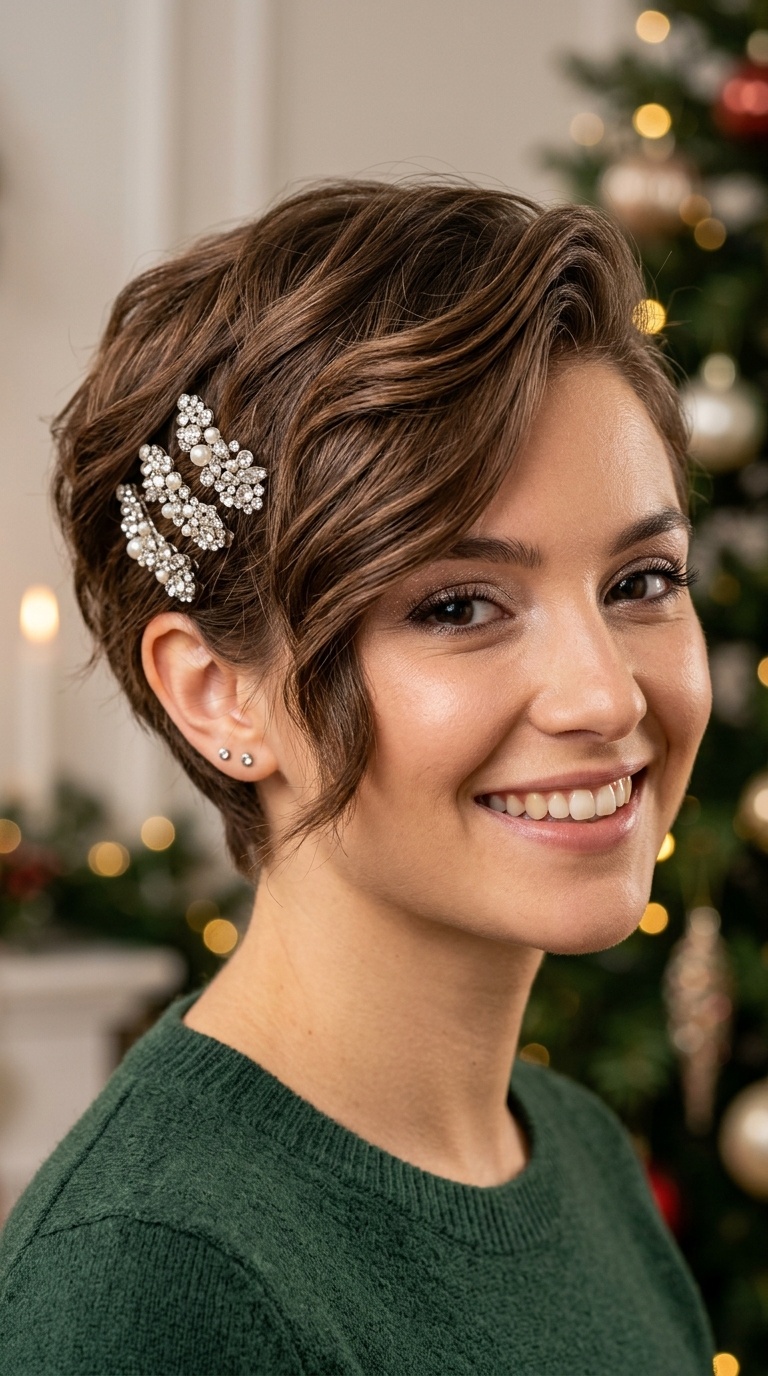 Side-Swept with Jeweled Clips