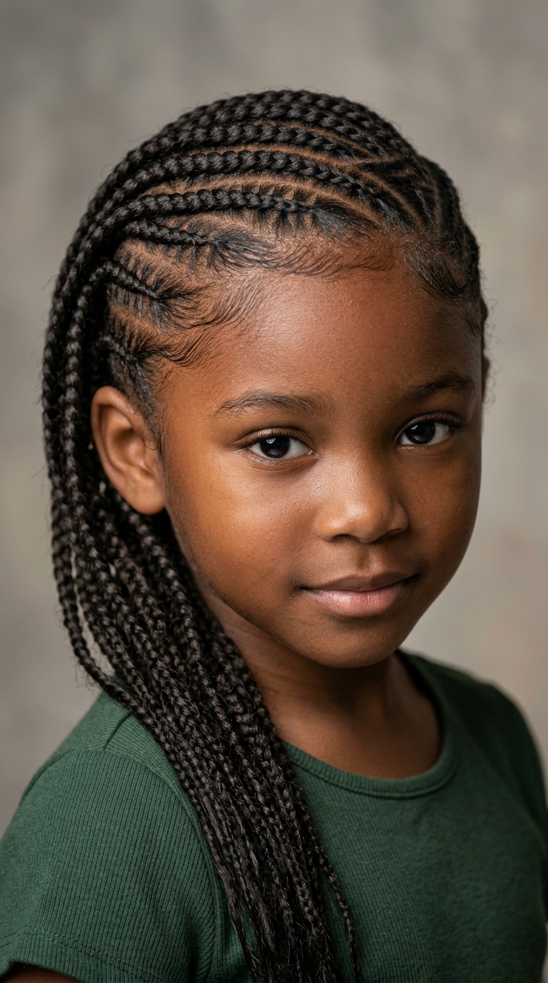 Side-Swept Zig-Zag Cornrows