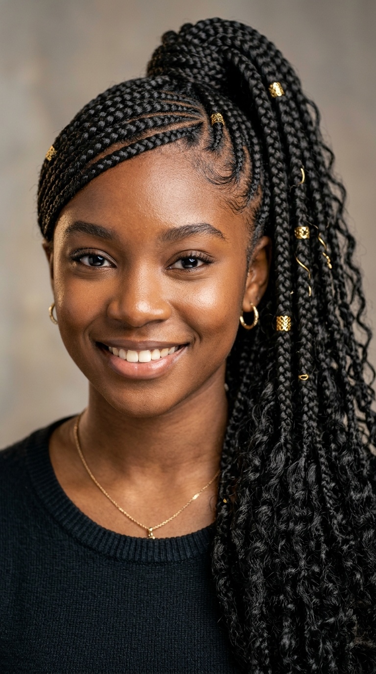 Side-Swoop Goddess Braids Pony