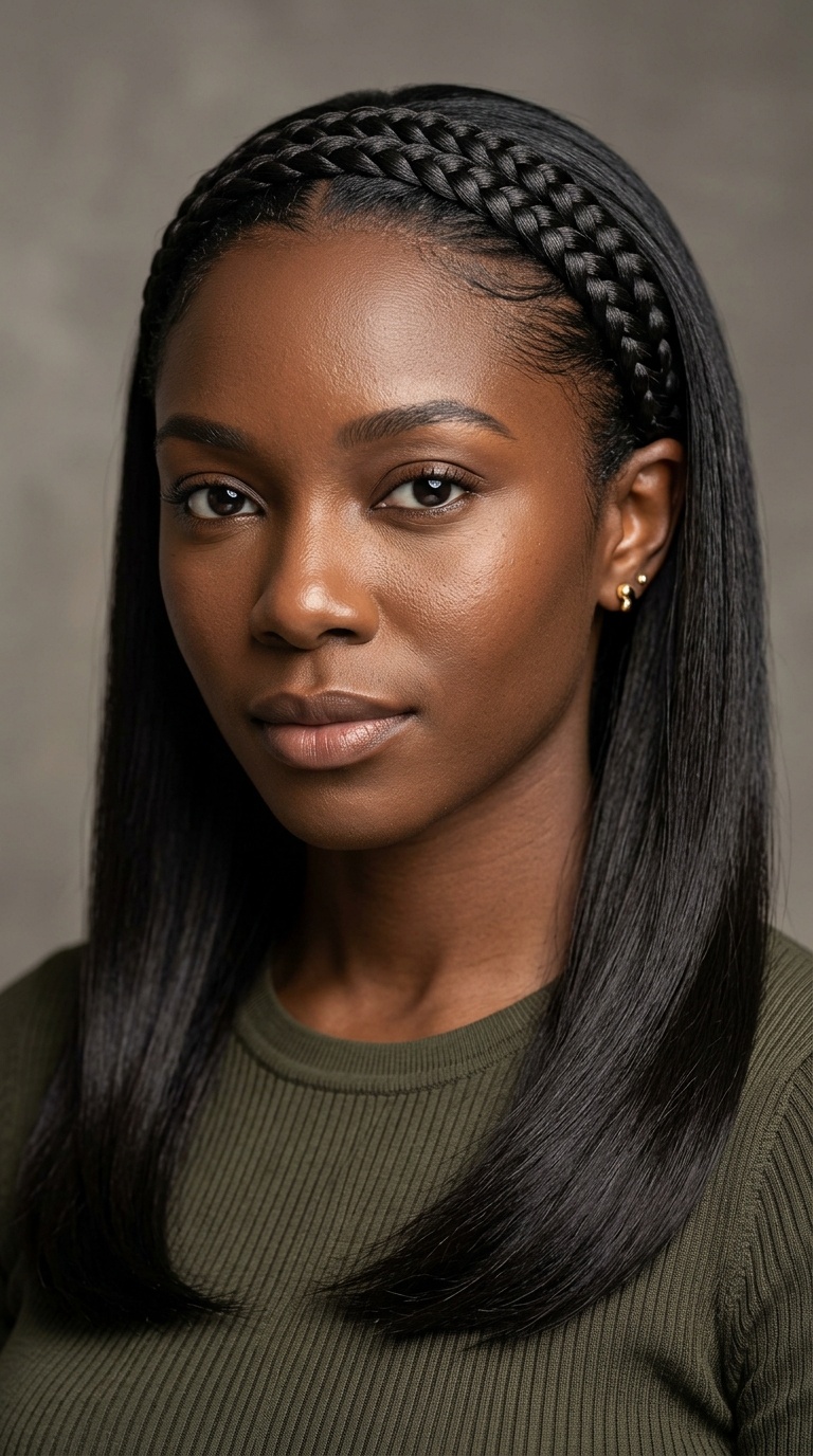 Silk Press with Braided Headband