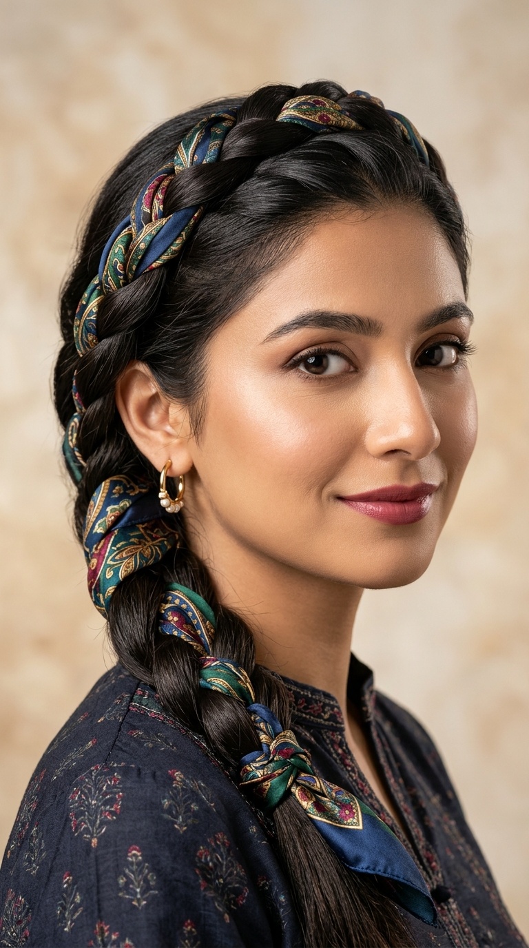 Silk Scarf Intertwined Braid