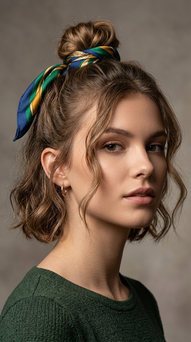 Silk Scarf Wrapped Mini Bun