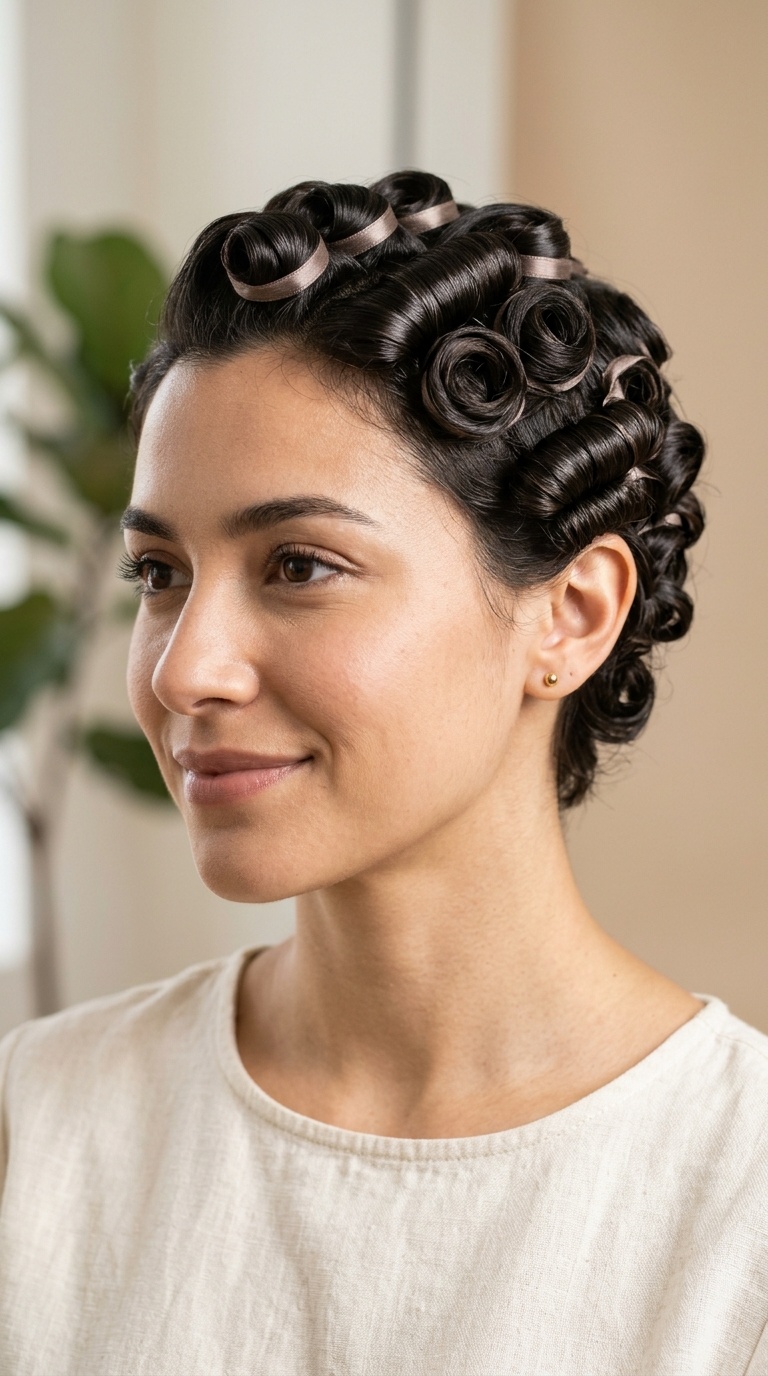 Silk-Wrapped Pin Curls