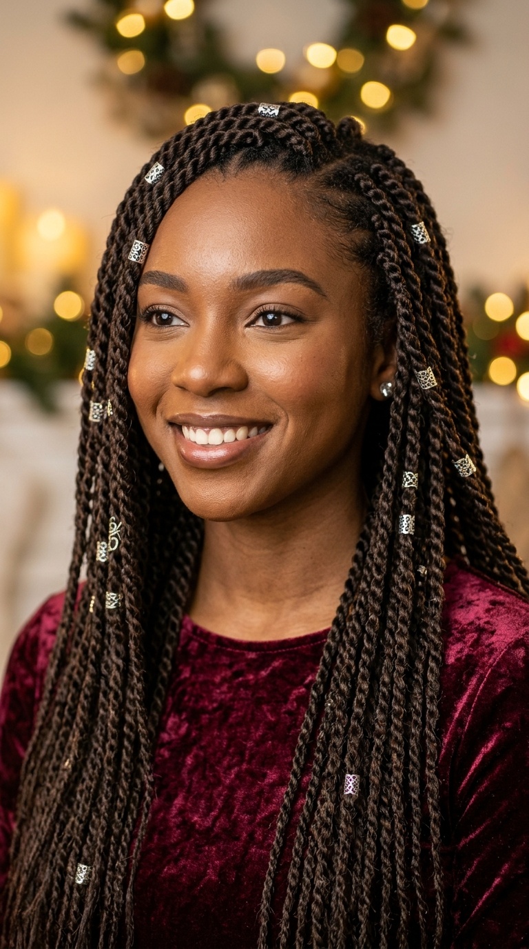 Silver Cuffed Senegalese Twists