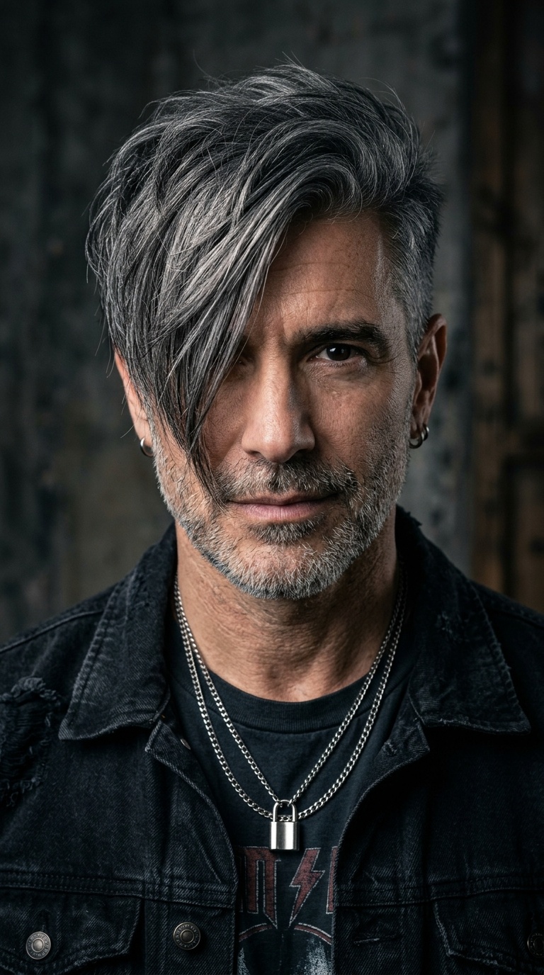 Silver Fox Emo Fringe