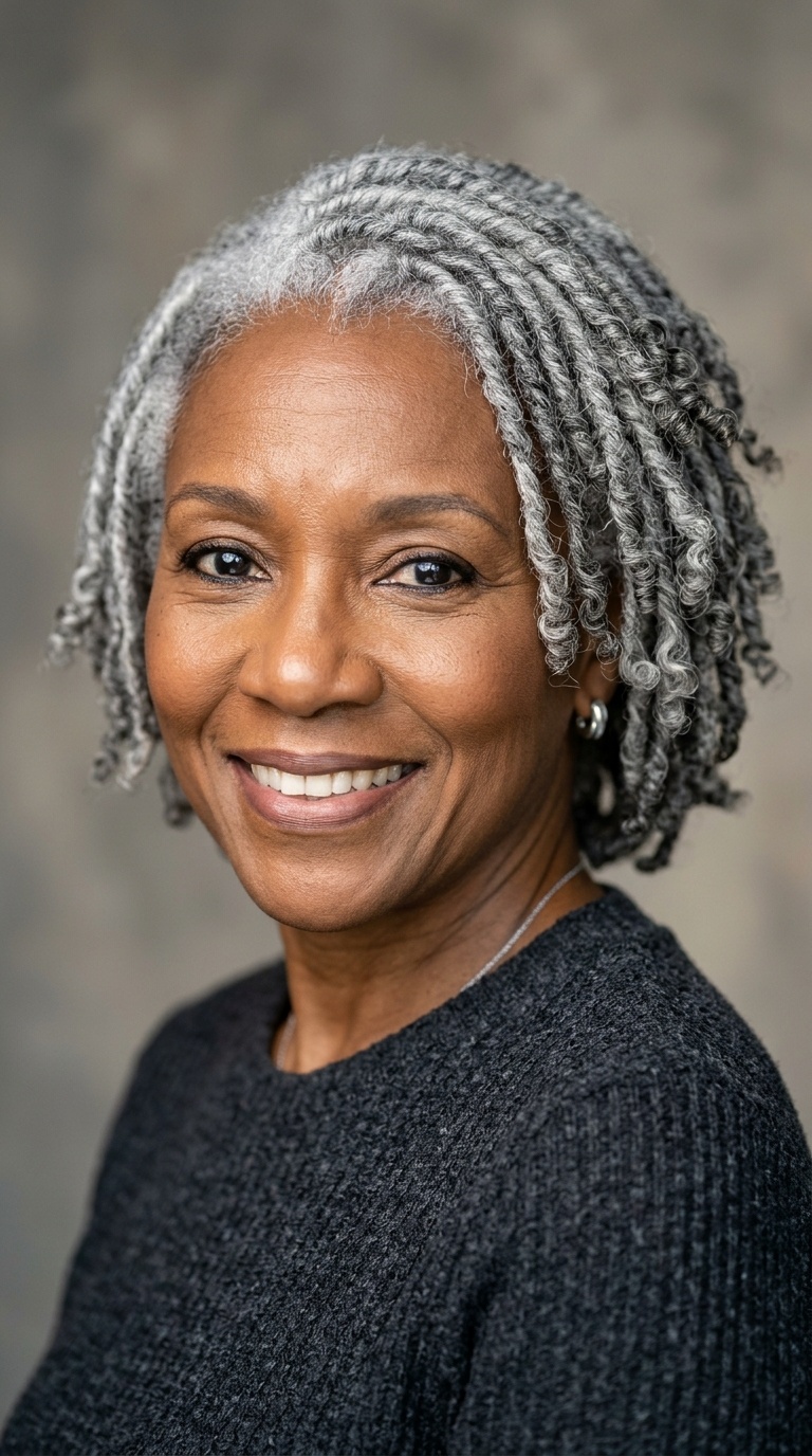 Silver Fox Grey Mature Locs