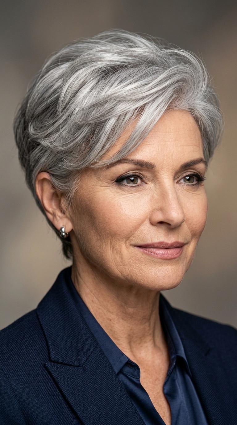 Silver Fox Sculpted Pixie