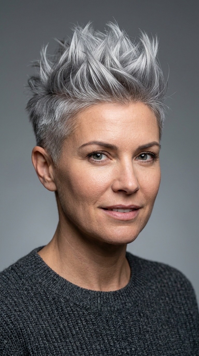 Silver Fox Spiky Mohawk