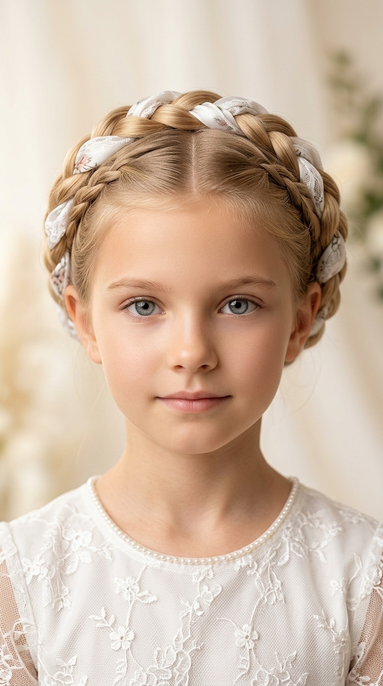 Simple Middle Part with Silk Scarf Braid