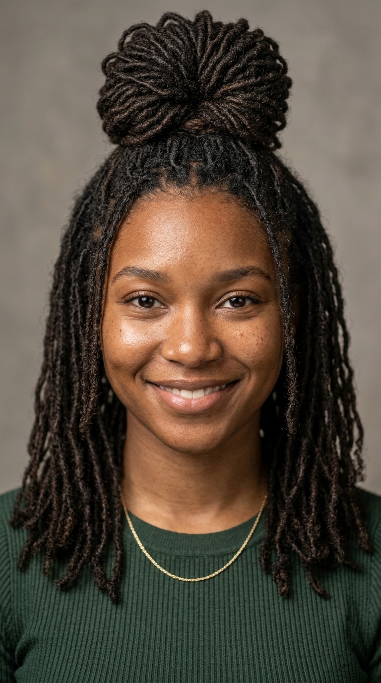 Sisterlocks in a Half-Up Bun