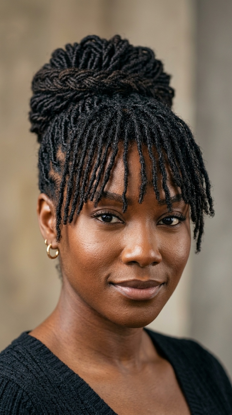 Sisterlocks Updo with Bangs