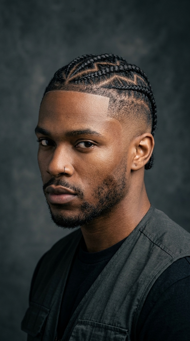 Skin Fade with Zig-Zag Cornrows