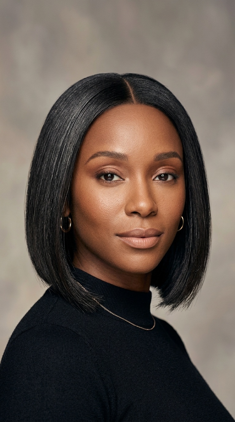 Sleek A-Line Bob with Center Part