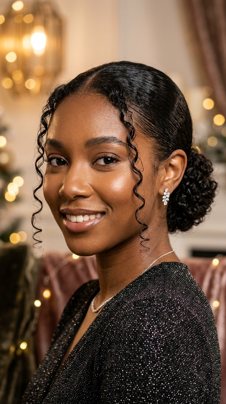 Sleek-Back Low Bun with Tendrils