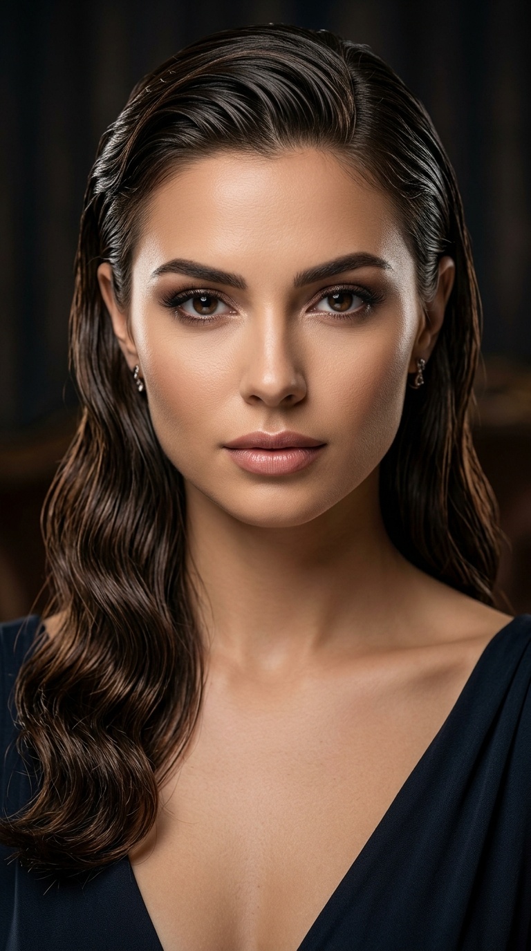Sleek Back Wet-Look Waves