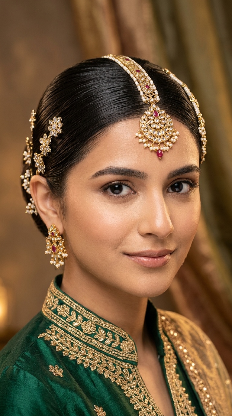 Sleek Back with Hair Jewelry