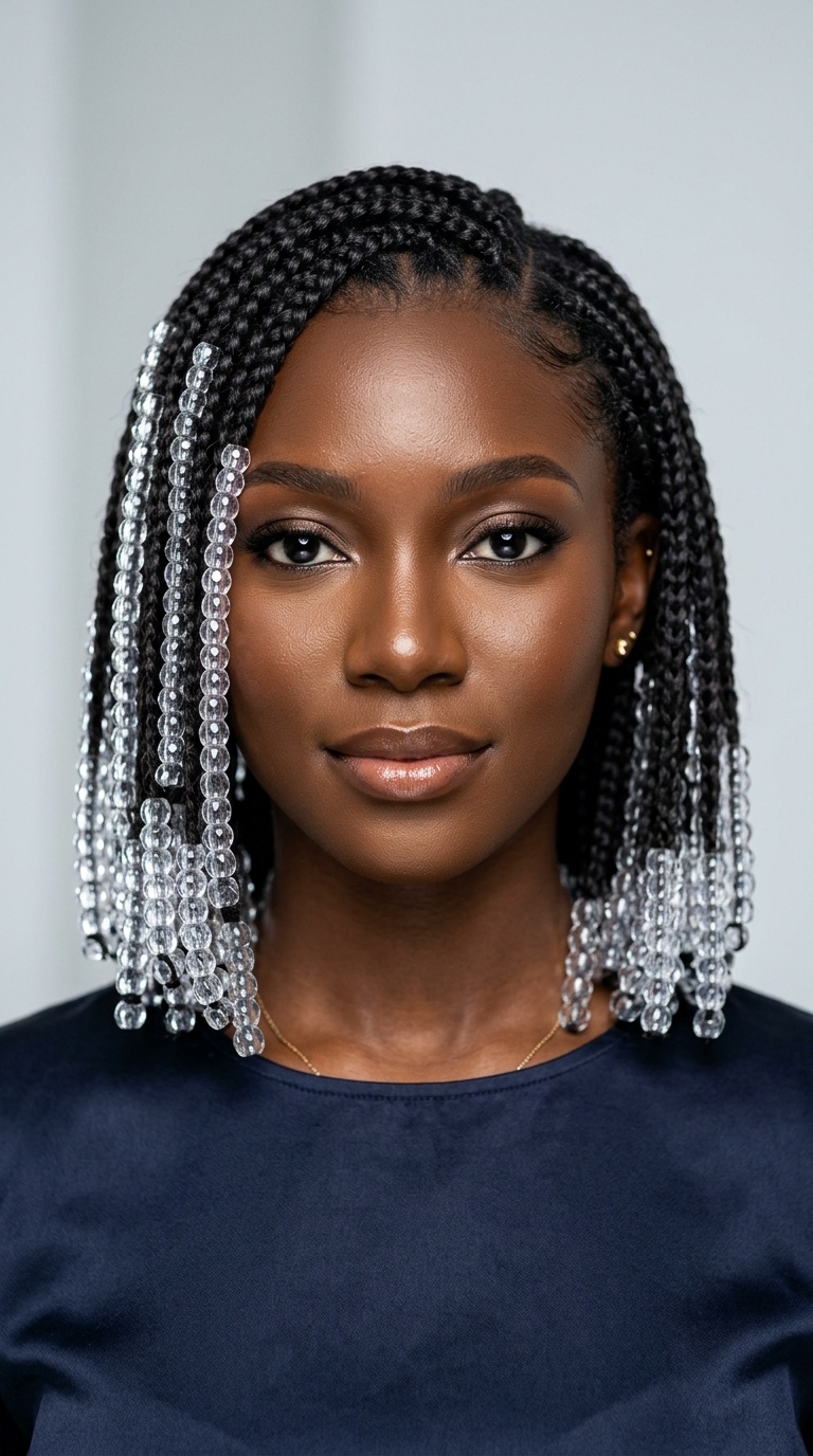 Sleek Beaded Bob with Clear Beads