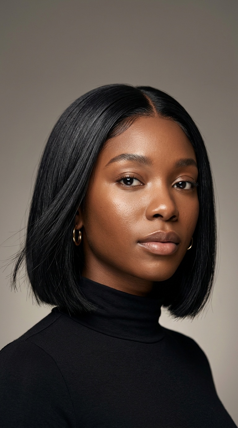 Sleek Blunt Bob with Closure