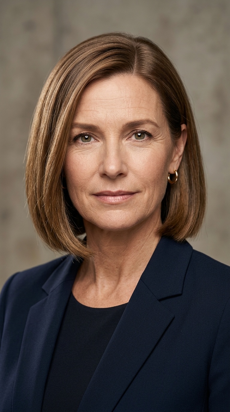Sleek Blunt Cut with Side Part
