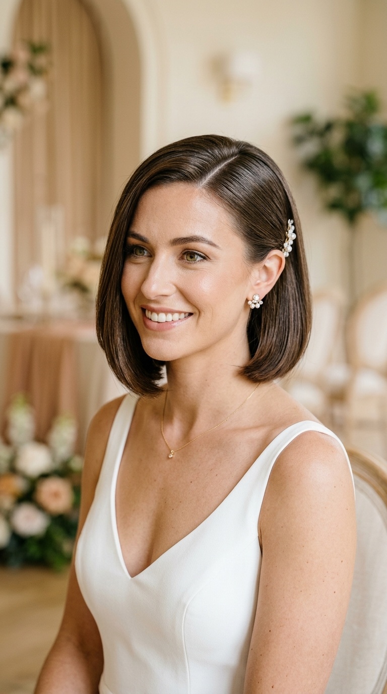 Sleek Bob with a Deep Side Part